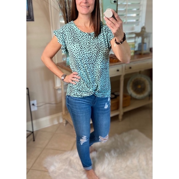 ❤️‍🔥Flutter Sleeve Small Leopard Print Mint Green 5020 - Picture 15 of 16